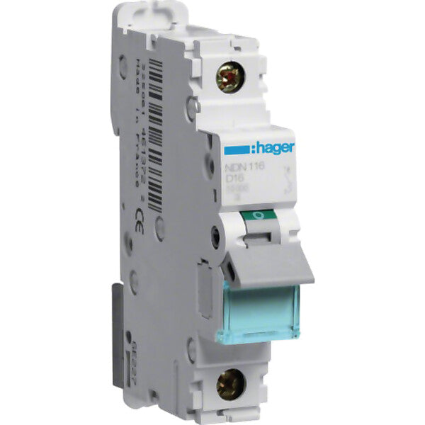 Hager Leitungsschutzschalter 1pol.,D-16A,10kA,1M NDN116